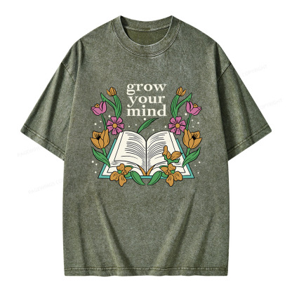 Pagewings Grow Your Mind Unisex Washed T-shirt