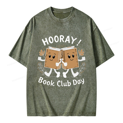 Pagewings Hooray Book Club Day Unisex Washed T-shirt