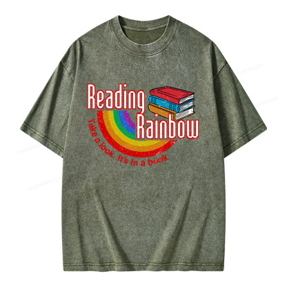 Pagewings Reading Rainbow Unisex Washed T-shirt