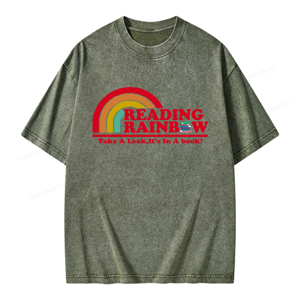 Pagewings Reading Rainbow Unisex Washed T-shirt