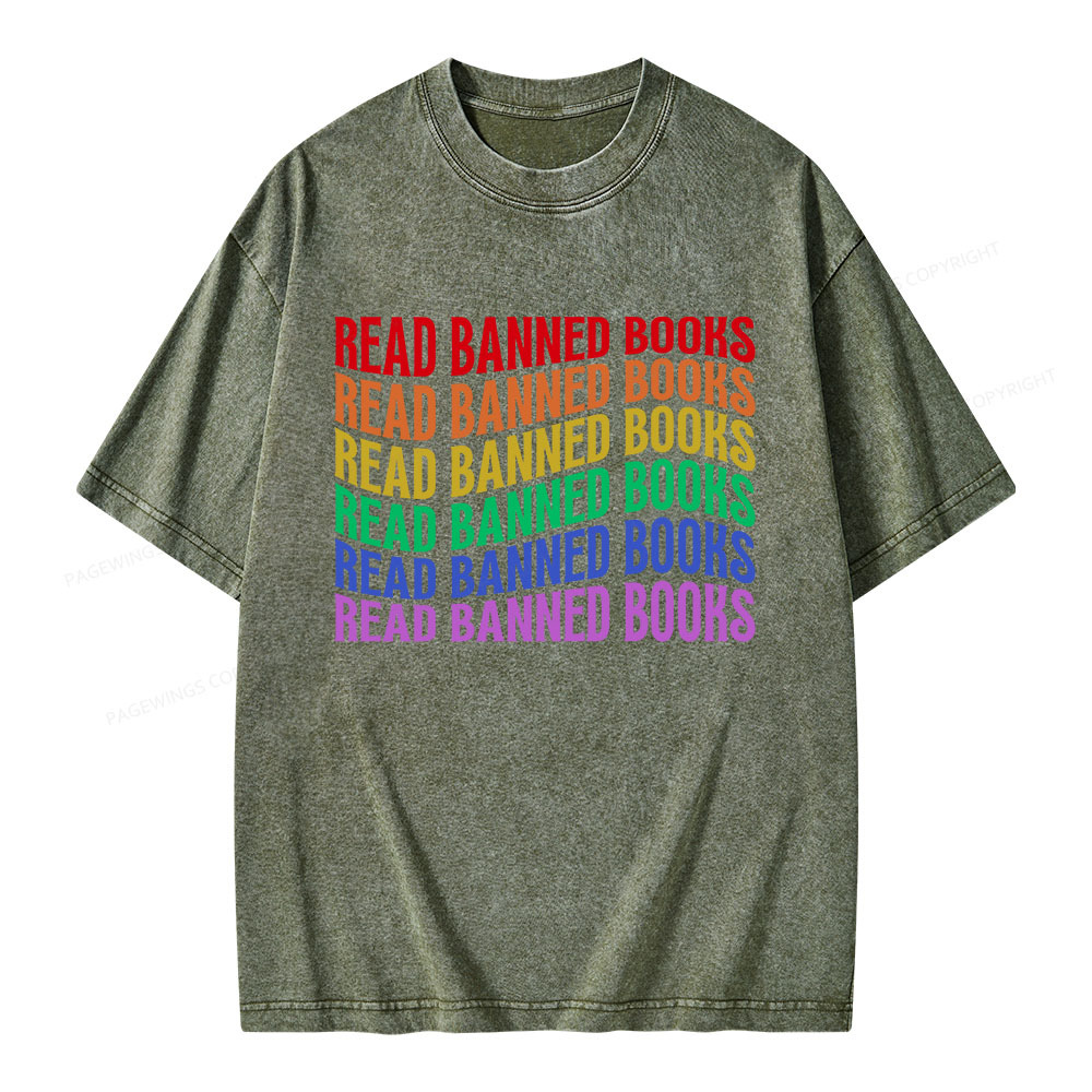 Pagewings Read Banned Books Unisex Washed T-shirt