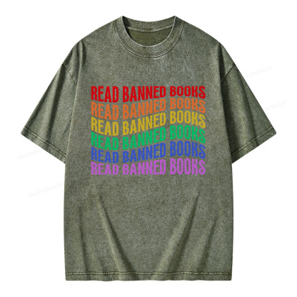 Pagewings Read Banned Books Unisex Washed T-shirt