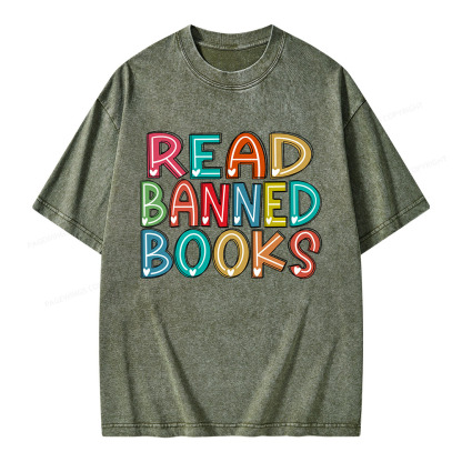 Pagewings Read Banned Books Unisex Washed T-shirt