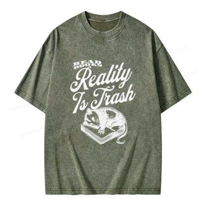 Pagewings Read Books Reality Is Trash Unisex Washed T-shirt