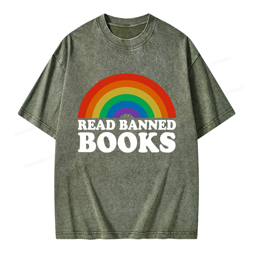 Pagewings Read Banned Books Unisex Washed T-shirt
