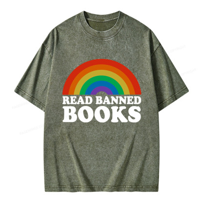 Pagewings Read Banned Books Unisex Washed T-shirt