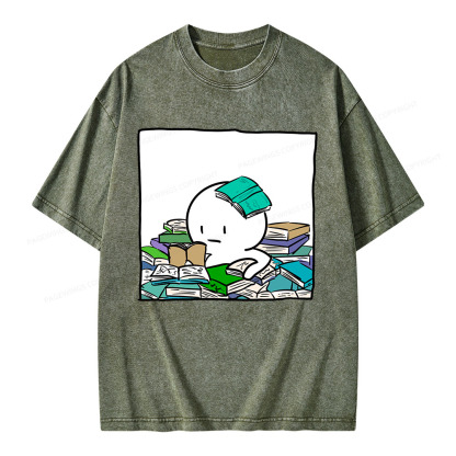 Pagewings Drowning In Books But Loving Every Moment Unisex Washed T-shirt