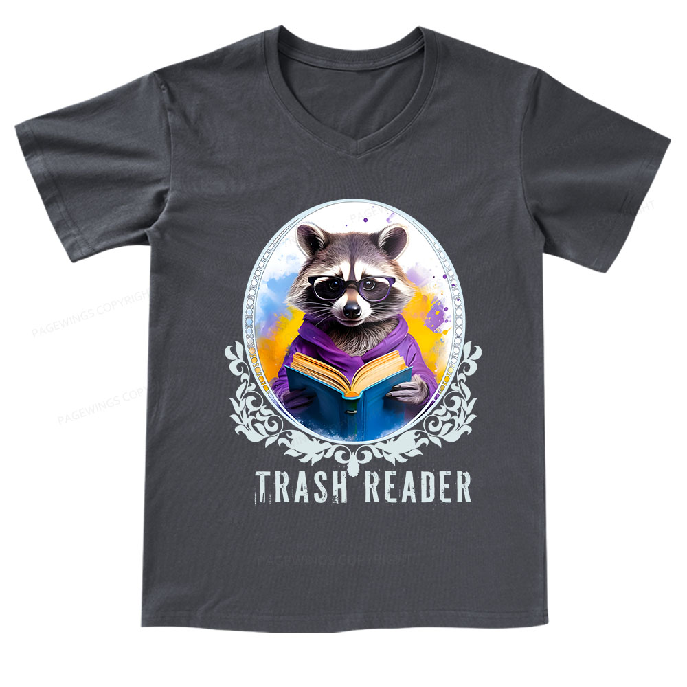 Pagewings Trash Reader V-neck T-shirt
