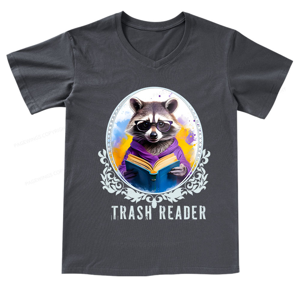 Pagewings Trash Reader V-neck T-shirt