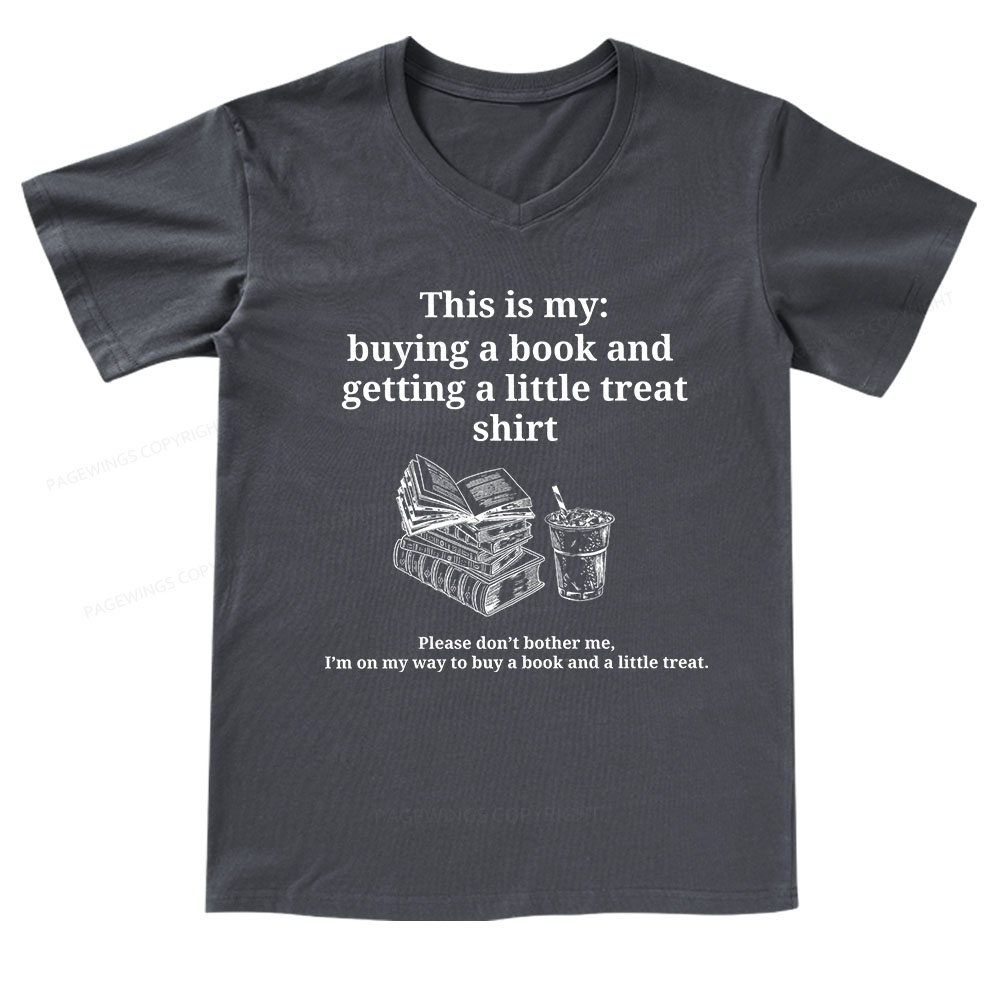 Pagewings Buying A Book And Getting A Little Treat V-neck T-shirt