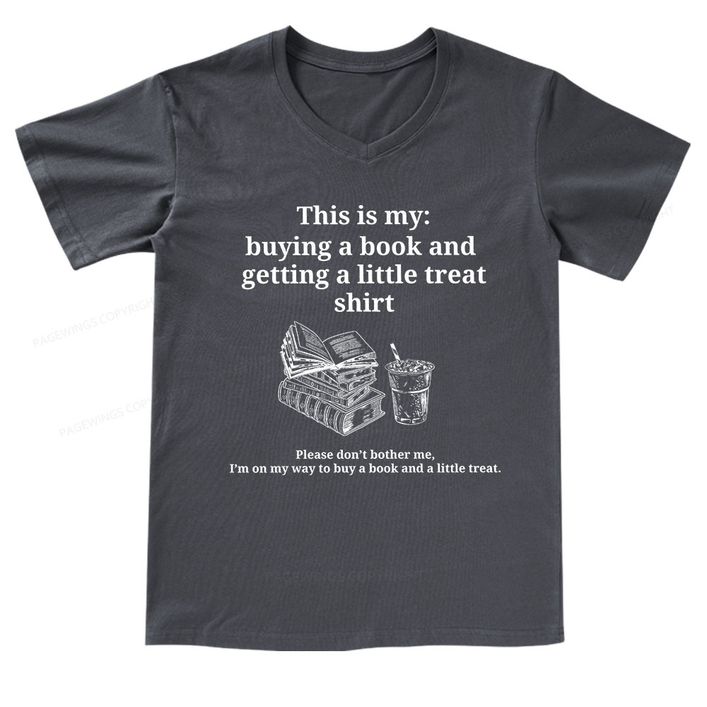 Pagewings Buying A Book And Getting A Little Treat V-neck T-shirt