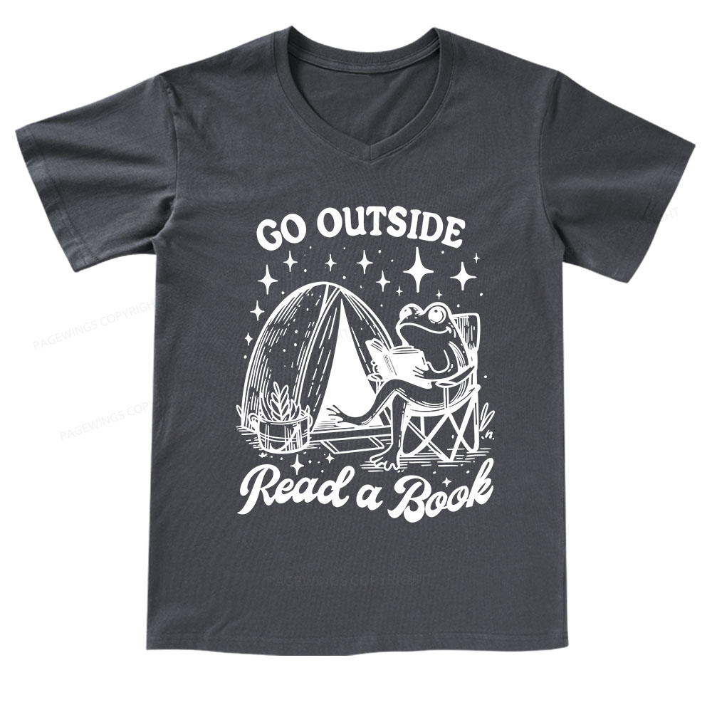 Pagewings Go Outside V-neck T-shirt