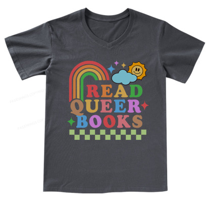Pagewings Read Queer Books V-neck T-shirt