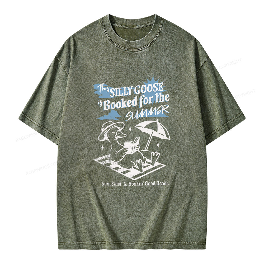 Pagewings Silly Goose Booked for the Summer Unisex Washed T-shirt