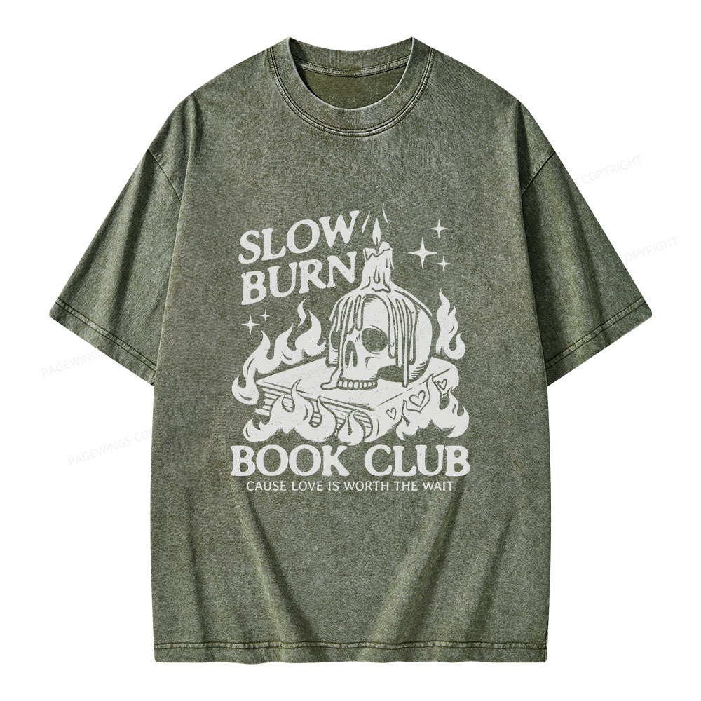 Pagewings Slow Burn Book Club Unisex Washed T-shirt