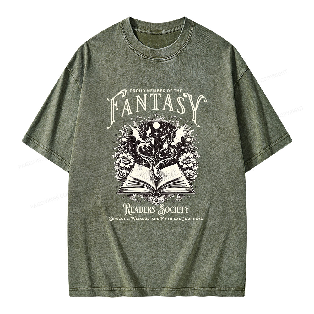 Pagewings Fantasy Readers Society Unisex Washed T-shirt