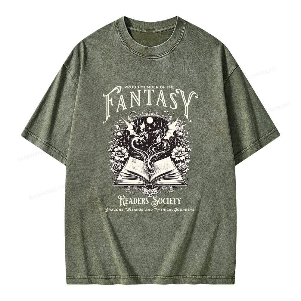 Pagewings Fantasy Readers Society Unisex Washed T-shirt