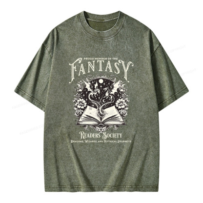 Pagewings Fantasy Readers Society Unisex Washed T-shirt