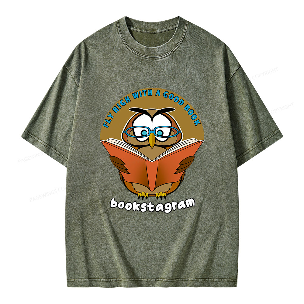Pagewings Fly High With A Good Book Unisex Washed T-shirt