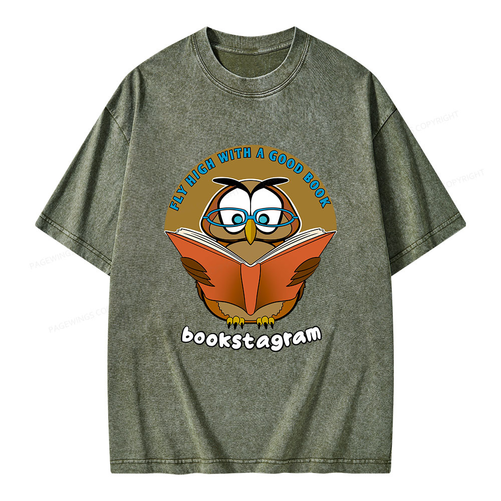 Pagewings Fly High With A Good Book Unisex Washed T-shirt