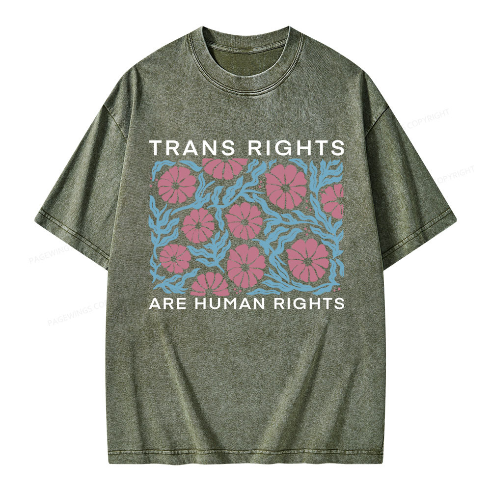 Pagewings Trans Rights Are Human Rights Unisex Washed T-shirt