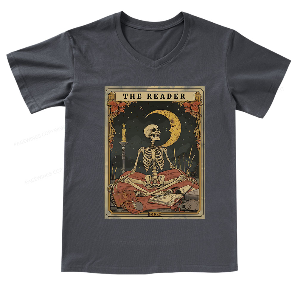 Pagewings The Reader Tarot Card V-neck T-shirt
