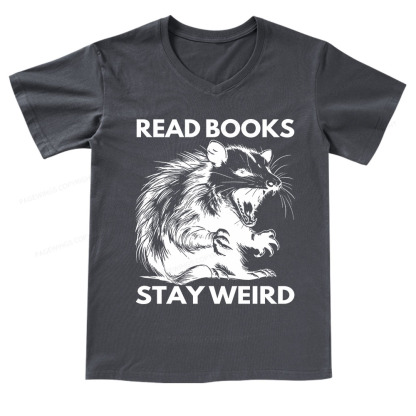 Pagewings Read Books Stay Weird V-neck T-shirt
