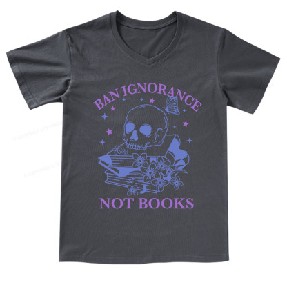 Pagewings Ban Lgnorance Not Books V-neck T-shirt