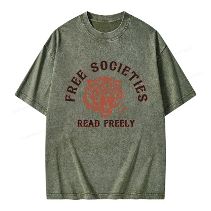 Pagewings Free Societies Read Freely Unisex Washed T-shirt