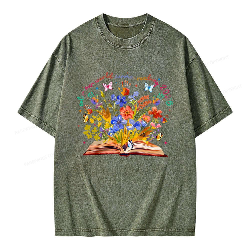 Pagewings Color Our World Summer Reading 2025 Unisex Washed T-shirt
