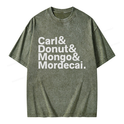 Pagewings Carl Donut Mongo Mordecai Unisex Washed T-shirt