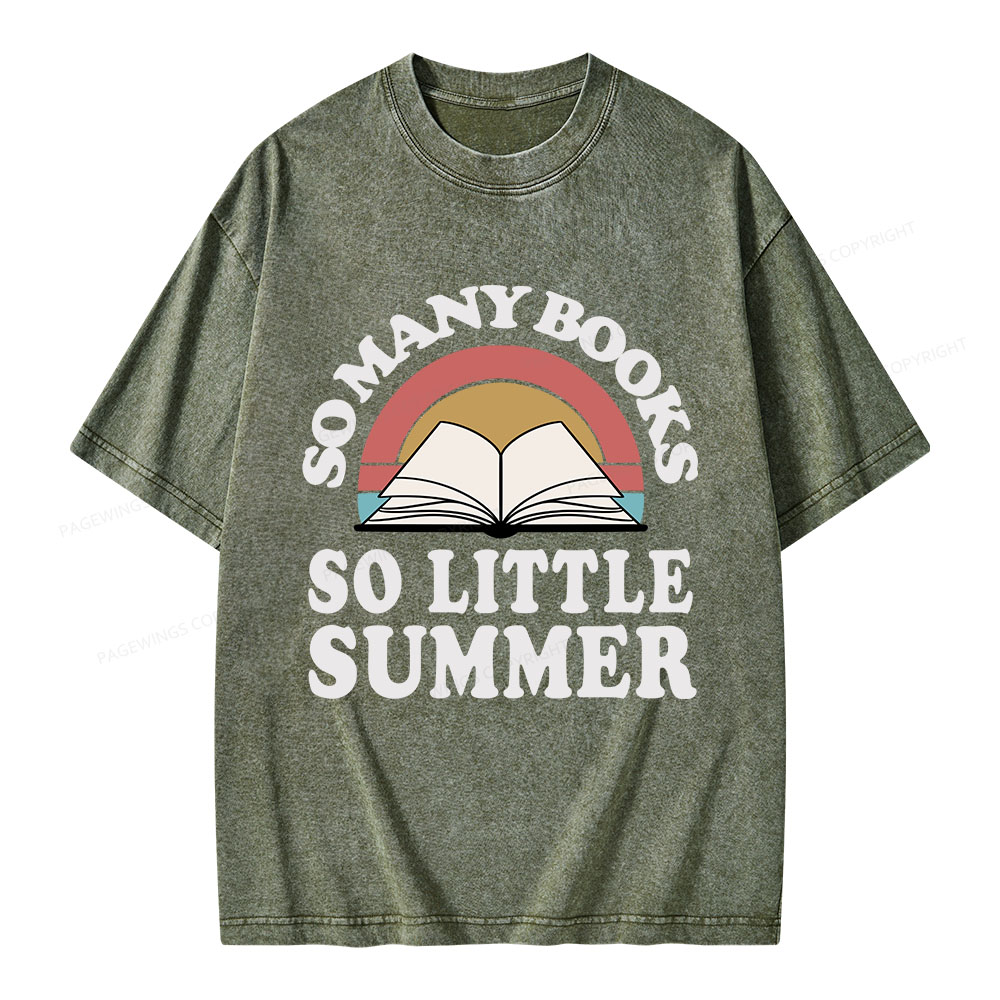 Pagewings So Many Books So Little Summer Unisex Washed T-shirt