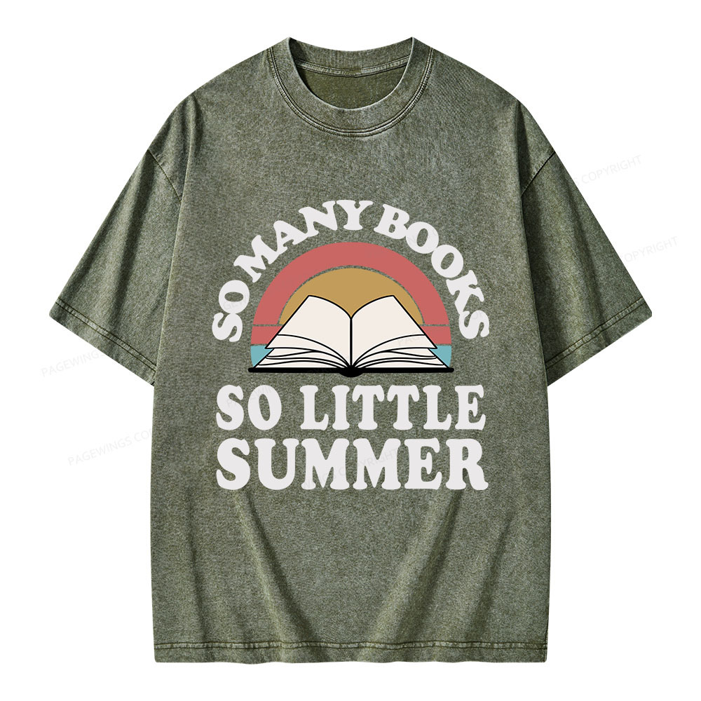Pagewings So Many Books So Little Summer Unisex Washed T-shirt