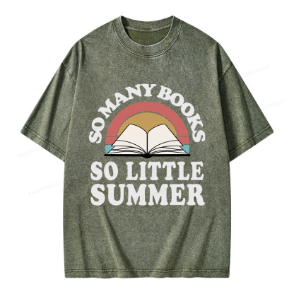 Pagewings So Many Books So Little Summer Unisex Washed T-shirt