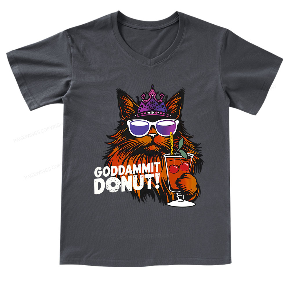 Pagewings Goddammit Donut V-neck T-shirt