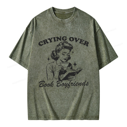 Pagewings Crying Over Book Boyfriends  Unisex Washed T-shirt