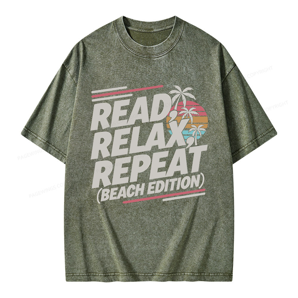 Pagewings Read Relax Repeat Unisex Washed T-shirt
