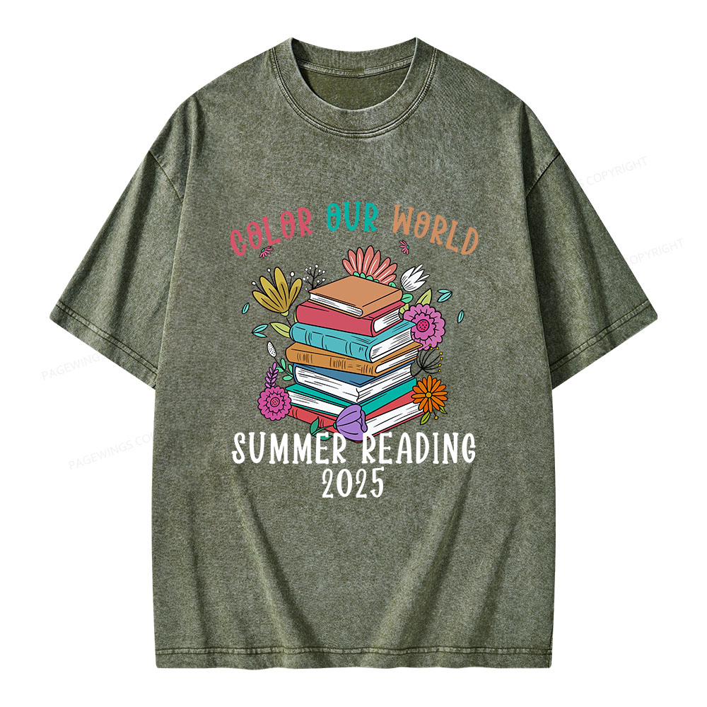 Pagewings Summer Reading 2025 Unisex Washed T-shirt
