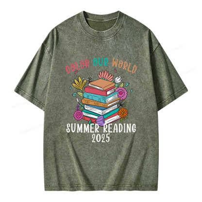 Pagewings Summer Reading 2025 Unisex Washed T-shirt