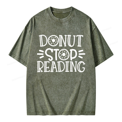 Pagewings Donut Stop Reading Unisex Washed T-shirt