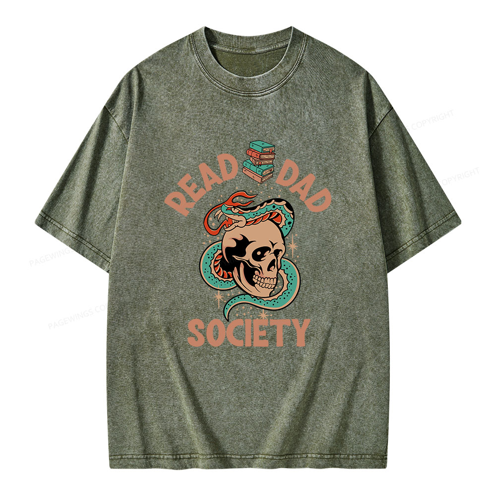 Pagewings Read Dad Society Unisex Washed T-shirt