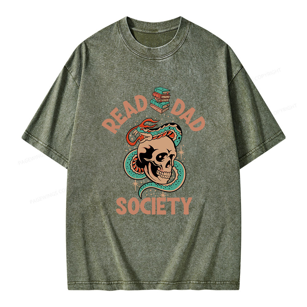 Pagewings Read Dad Society Unisex Washed T-shirt