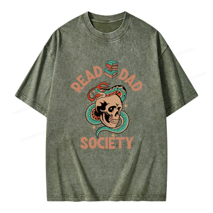 Pagewings Read Dad Society Unisex Washed T-shirt