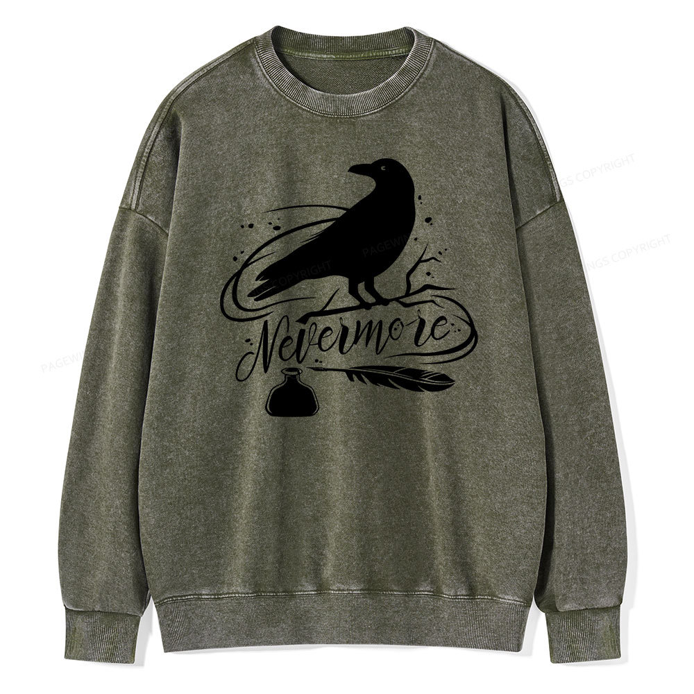 Pagewing  Edgar Allen Poe tee Unisex Washed Sweatshirt