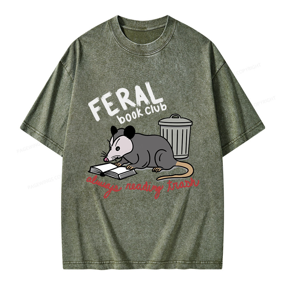 Pagewings Feral Book Club Unisex Washed T-shirt