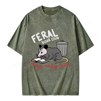 Pagewings Feral Book Club Unisex Washed T-shirt