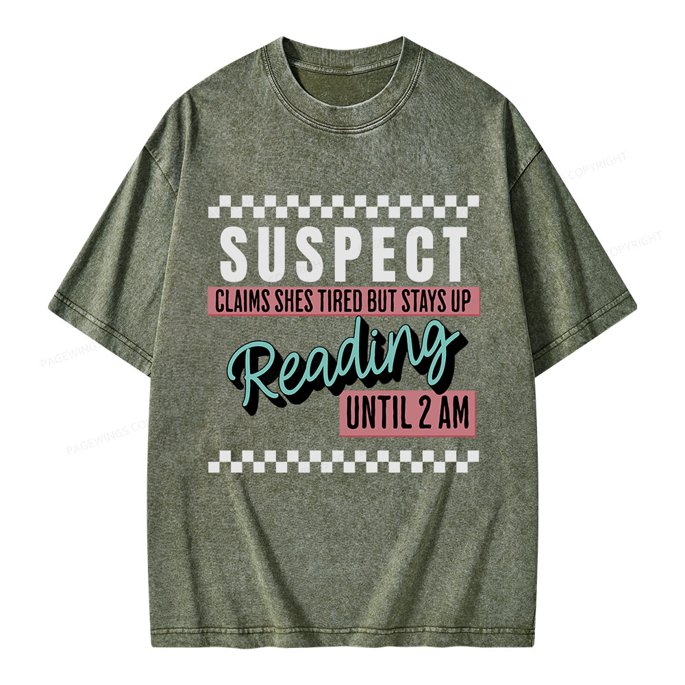 Pagewings Suspect Claims Book Lover Unisex Washed T-shirt