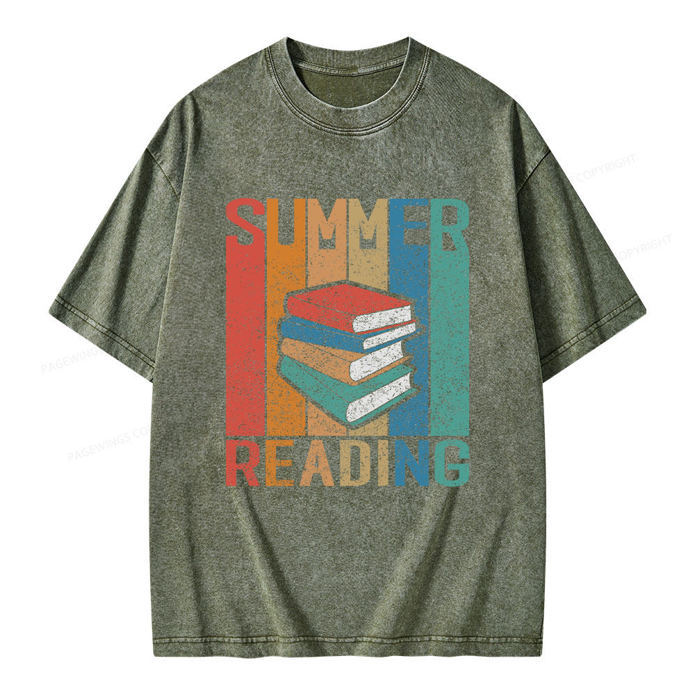 Pagewings Summer Reading Unisex Washed T-shirt