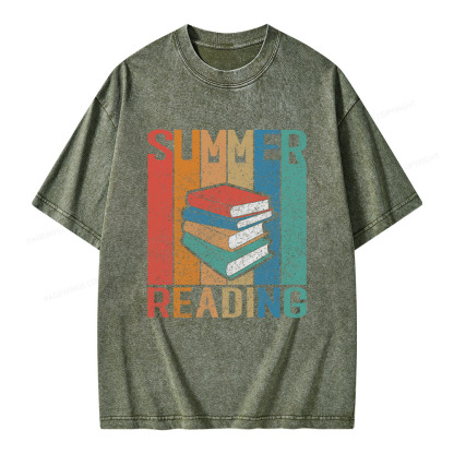 Pagewings Summer Reading Unisex Washed T-shirt