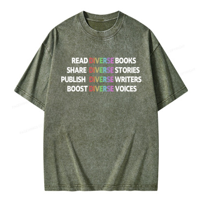 Pagewings Read Diverse Books Unisex Washed T-shirt